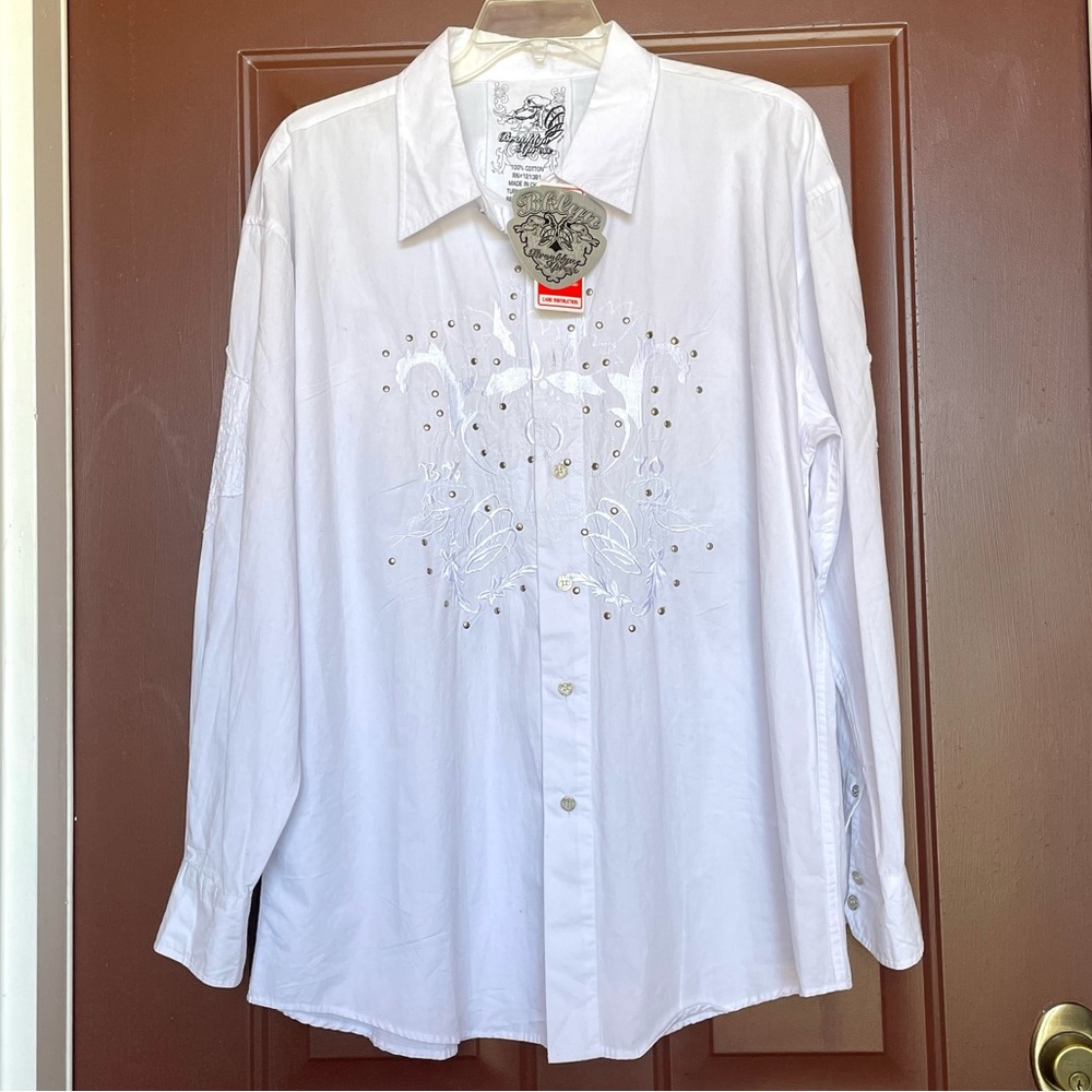 Brooklyn Xpress Mens Long Sleeve White Button Down. Sz XXL. NWT. - Picture 1 of 6